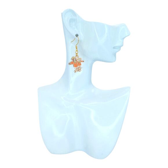 Fall Scarecrow Earrings | Thanksgiving Harvest Dangle Jewelry - Picture 3 of 4